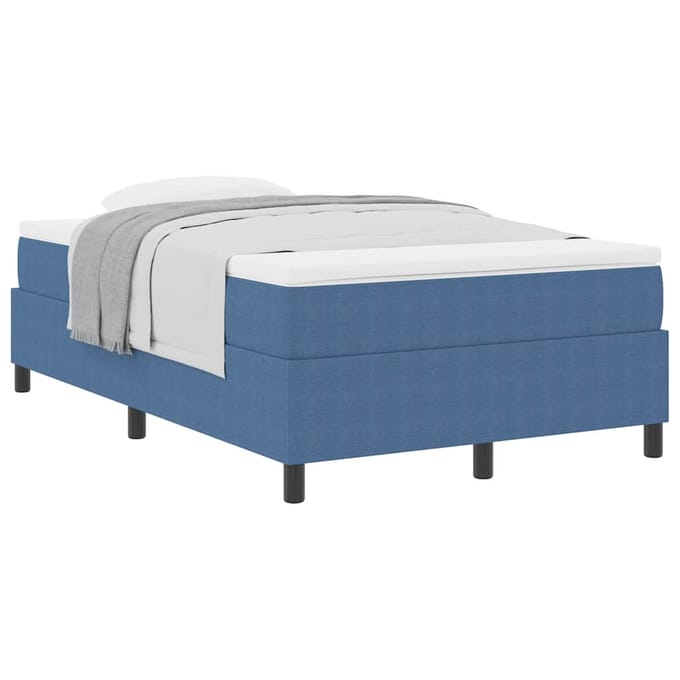 vidaXL - Boxspring - bed - Blauw - en - Wit - 120 - x - 200 - cm - Corduroy - stof