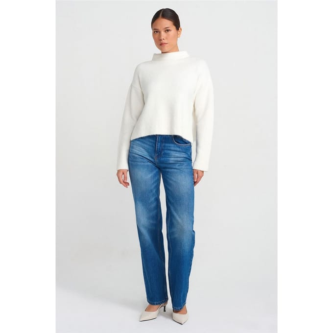 High-Waisted Recht Gesneden Katoenen Jeans