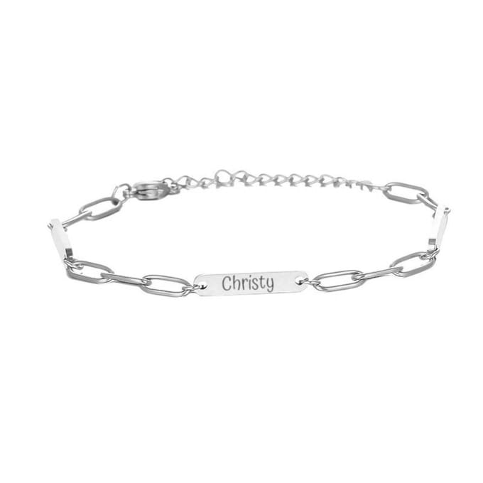 Schakelarmband met 3 Namen Zilver