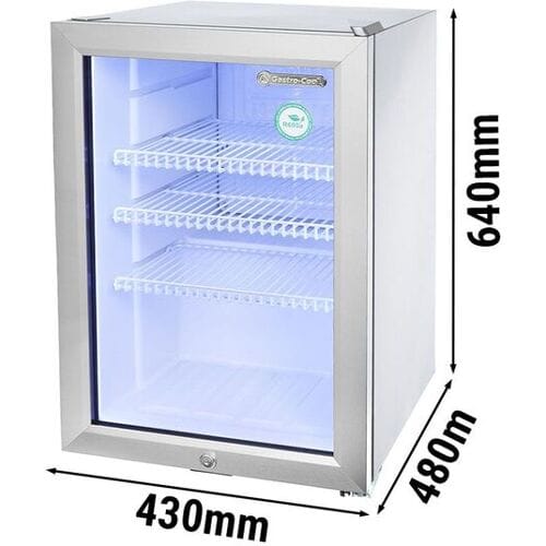 GASTRO-COOL Minibar koelkast - 430mm - 62 liter - 1 glazen deur - Zilver zilver