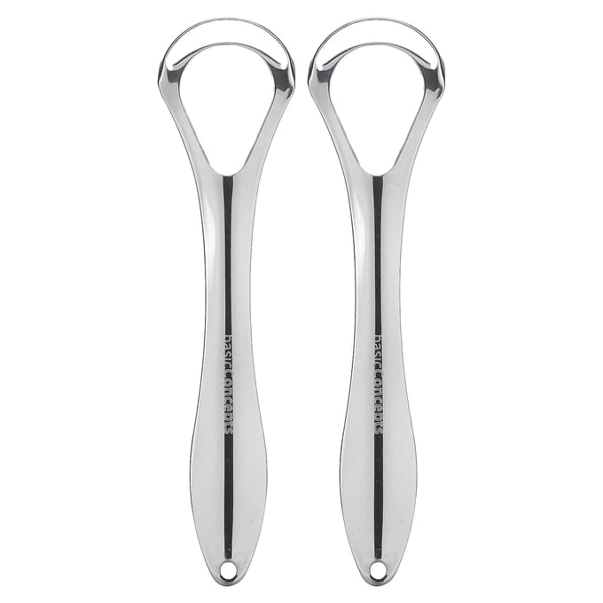basicConcepts, Gratte-langue en acier inoxydable, lot de 2 beige