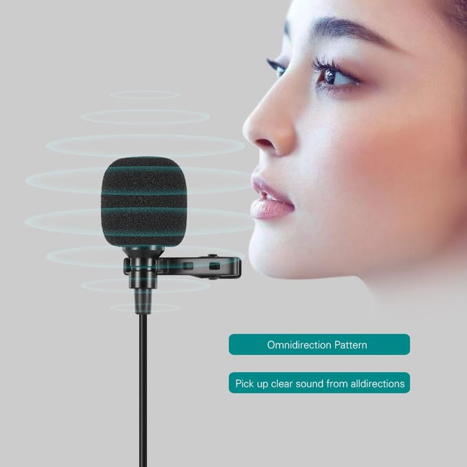 Nieuwe clip-on reversmicrofoon Handsfree bedrade condensator Mini lavaliermicrofoon zwart