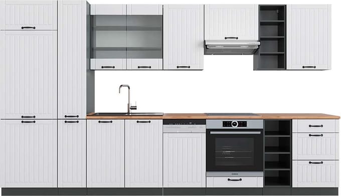 Vicco Fame-Line Complete keukeneenheid – 355 cm, WB Eik Landhuis wit/antraciet
