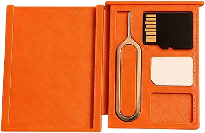 Geheugenkaarthoes - Kaarthouder - Data opslag - Schokbestendige bescherming - Compact formaat - Oranje