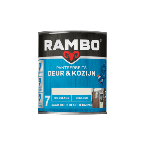 Rambo Pantserbeits Deur & Kozijn Hoogglans Dekkend - Super Vochtregulerend - Wit - 0.75L