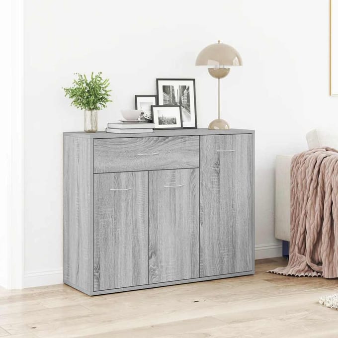vidaXL - Dressoir - 88x30x70 - cm - bewerkt - hout - grijs - sonoma - eikenkleurig
