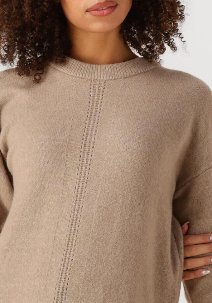 Object Objjuno L/s Re O-neck Knit Dress Dames - Jurk - Beige - Maat XS