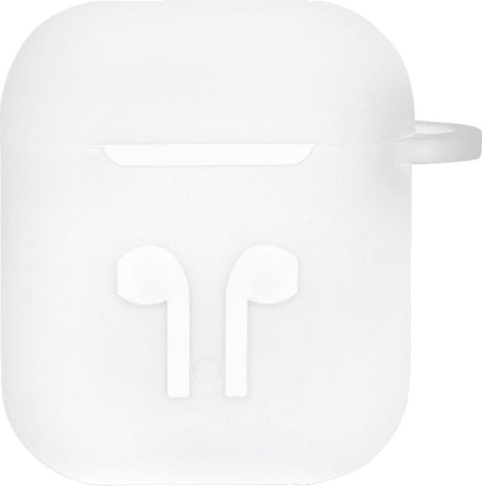 Case cover - Apple Airpods - wit siliconen - met musketon haakje