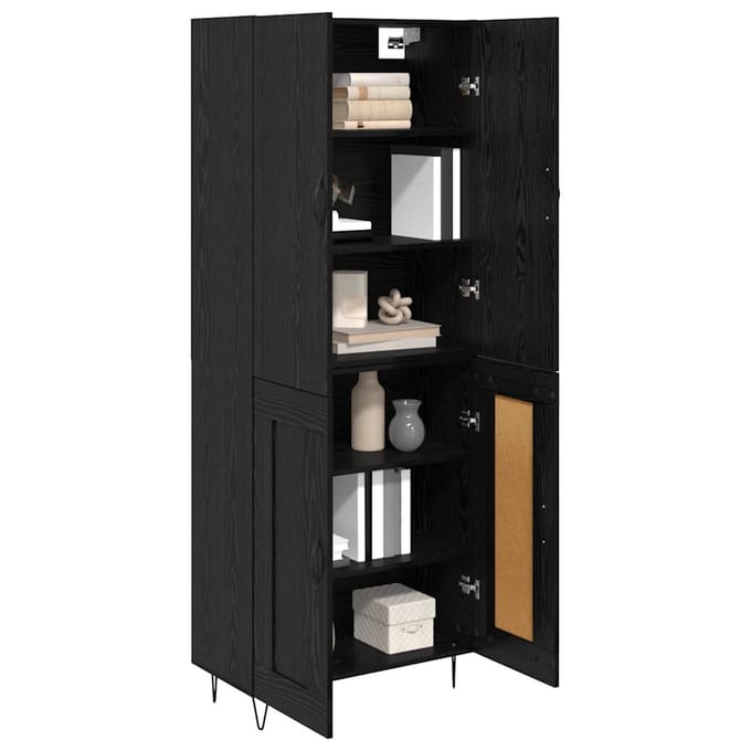vidaXL - Highboard - 2 - st - Zwart - Eiken - 69,5 - x - 34 - x - 180 - cm - Bewerkt - hout