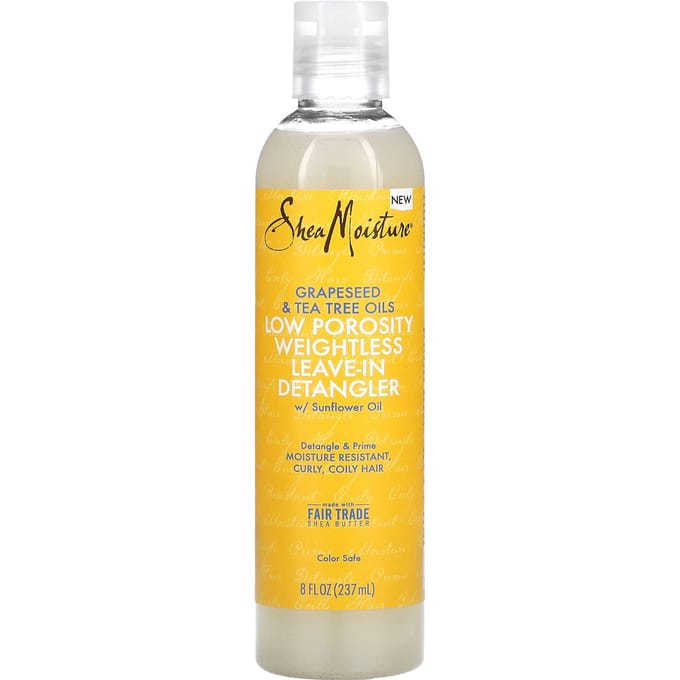 SheaMoisture, Huile de pépins de raisin et d'arbre à thé, Raw Prosperity, Démêlant sans rinçage pour le soutien du poids, 8 fl oz (237ml) yellow