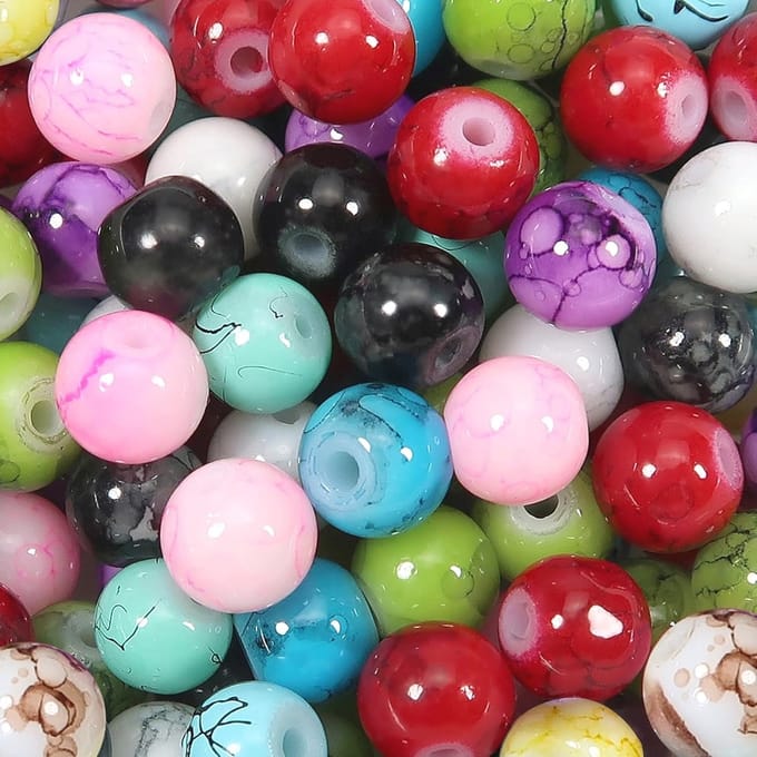 Kralen Rond Meerkleurig Marmereffect voor Sieraden Maken