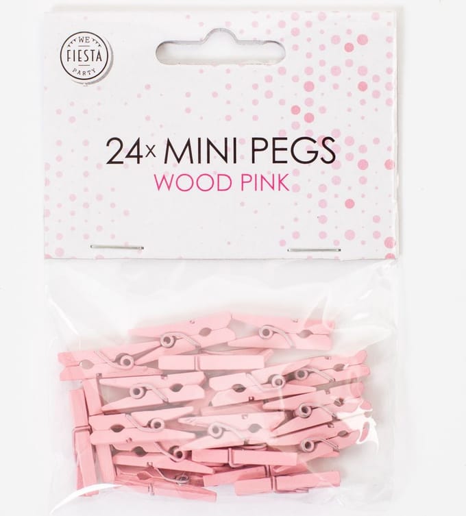 72x Mini Houten Knijpers Roze