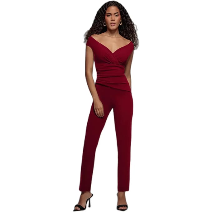 Dames jumpsuit Goddiva Scuba Crepe Bardot