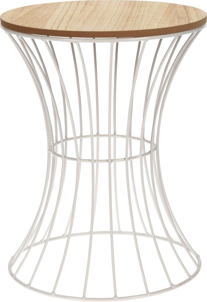 Excellent Houseware Bijzettafel rond - Zandloper Figuur - 30 x 40 cm - Metaal/Hout