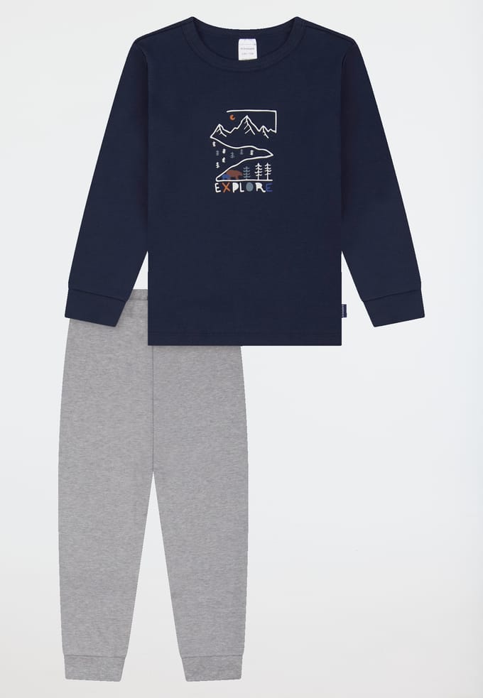 Pyjama lange interlock manchetten grijs - Kids Nightwear 92