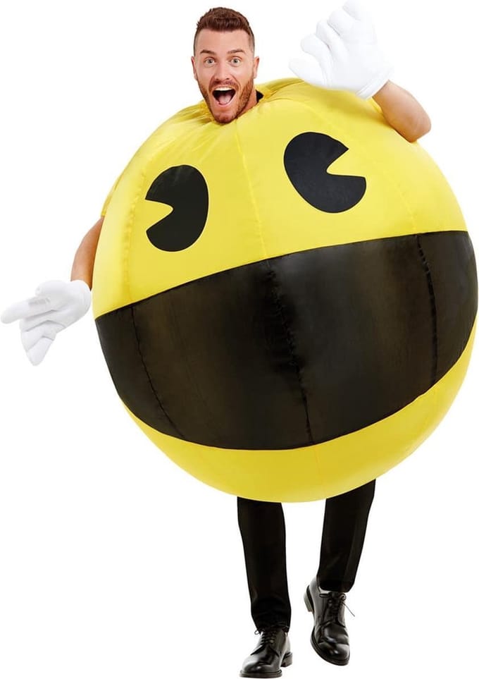 FUNIDELIA Opblaasbaar Pac-Man Kostuum - Maat: One Size