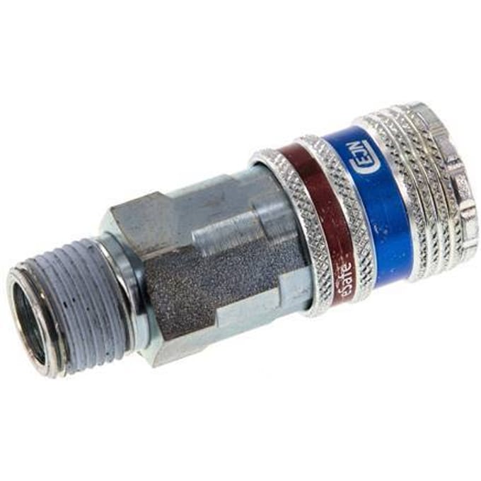 Staal/Messing DN 7.6 (7.2 Euro) Safety Luchtkoppeling Snelkoppeling R 3/8 inch Buitendraad - CLS7-M-SB-SE-C-038