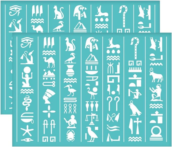 Store_7 - Zelfklevende Zeefdruk Stencil - Egyptische Hiërogliefen