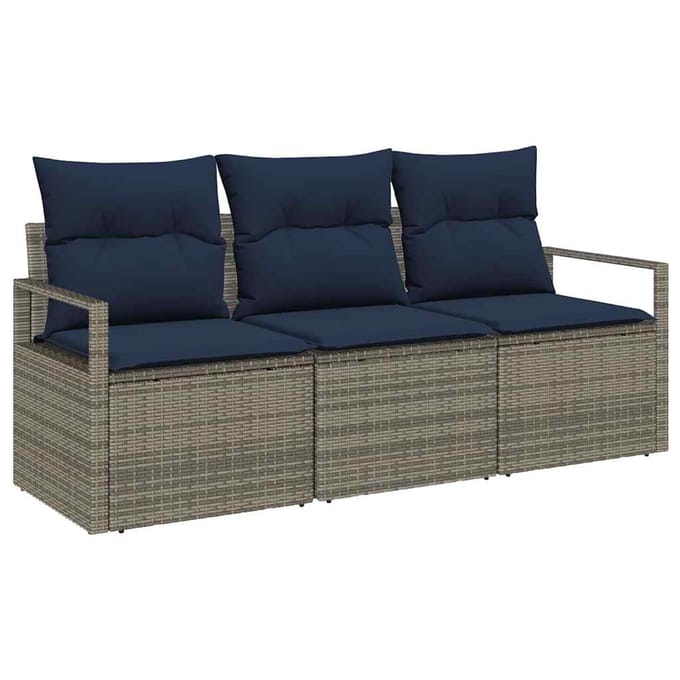 vidaXL Bankstel 3 st Grijs poly rattan
