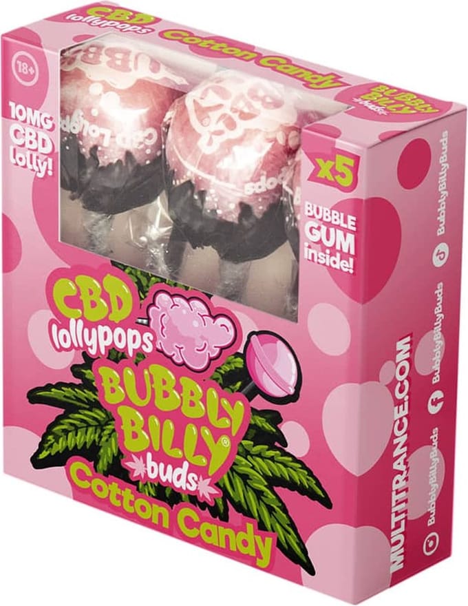3 x Bubbly Billy Buds CBD Lollies Cotton Candy (box of 5 lollies)