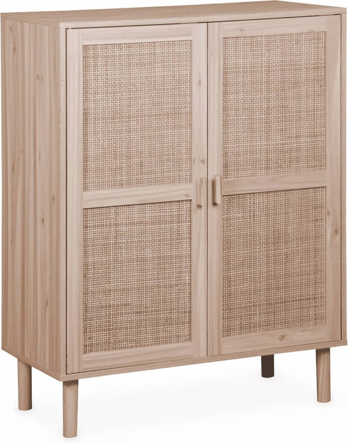sweeek - Kastje met 2 deuren rotan en houteffect 80cm - camargue