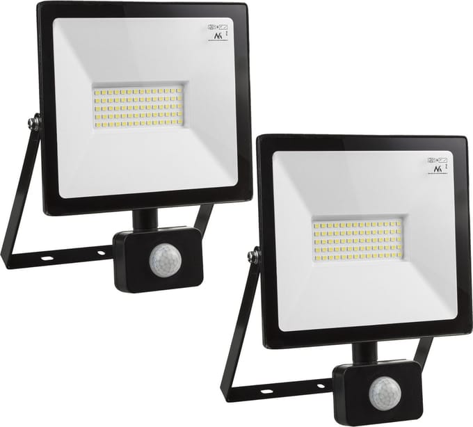 Maclean - Set van 2 stuks 2x LED schijnwerper met bewegingssensor | 50W, 4000lm, warm wit (3000K), IP44, WW PIR