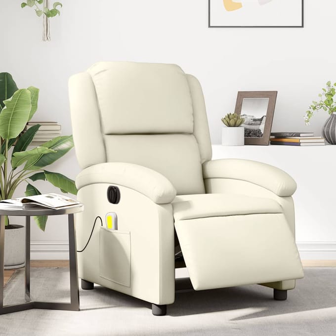 vidaXL - Massagestoel - verstelbaar - elektrisch - kunstleer - crèmekleurig
