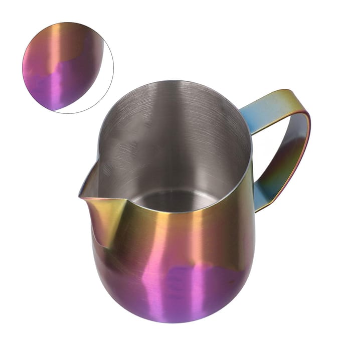 Pichet à mousse de lait 600 ml / 20 oz en acier inoxydable pour cappuccino et latte art brown