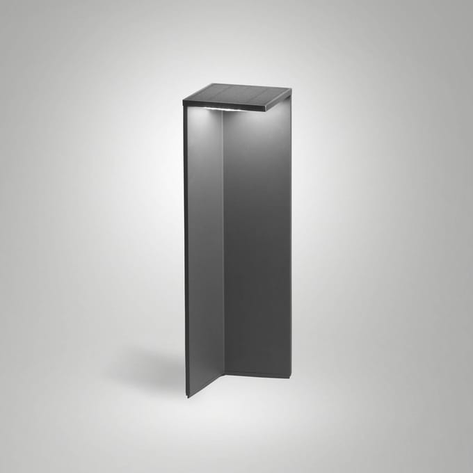 Fabas Luce LED-wegepaal met zonne-energie Fold, donkergrijs, bewegingsmelder, IP54