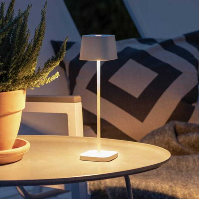 Konstsmide Tuin Tafellamp Capri Mini | 2.2W LED | Wit Aluminium | 2700K/3000K | IP54 | Dimbaar