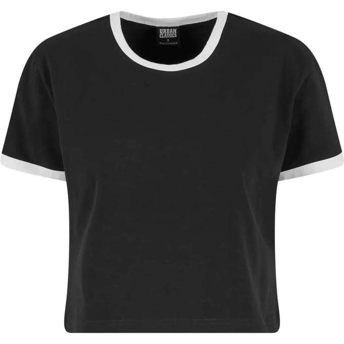 Urban Classics - Contrast Retro Crop top - 5XL - Zwart/Wit