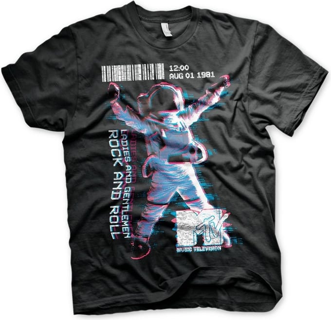 MTV Heren Tshirt -M- Moon Man Zwart