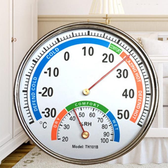 Thermometer Hygrometer Wijzertype Volledig Metaal Multifunctioneel Binnenthermometer voor Babykamer gray