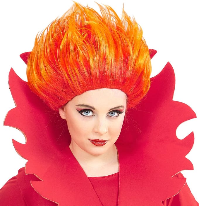 Widmann Duivel Kostuum - Vlammende Vuur Pruik - Halloween Verkleedkleding