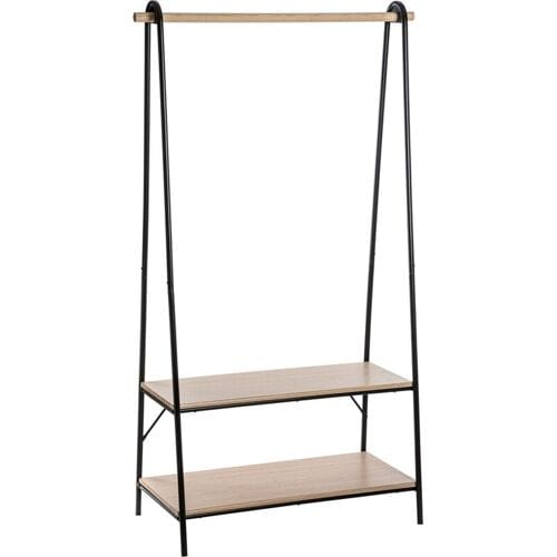 Open kledingrek met legplanken Five® - Hout & zwart - Sorteervakken