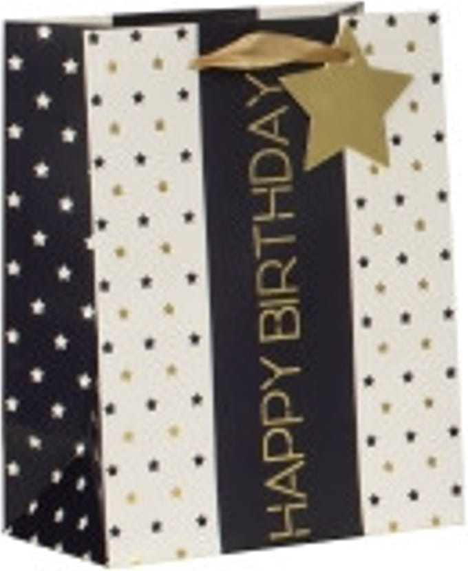 Cadeautas - Luxe Geschenktas - Cadeauzak - Geschenkzak - A5 - Zwart/Goud