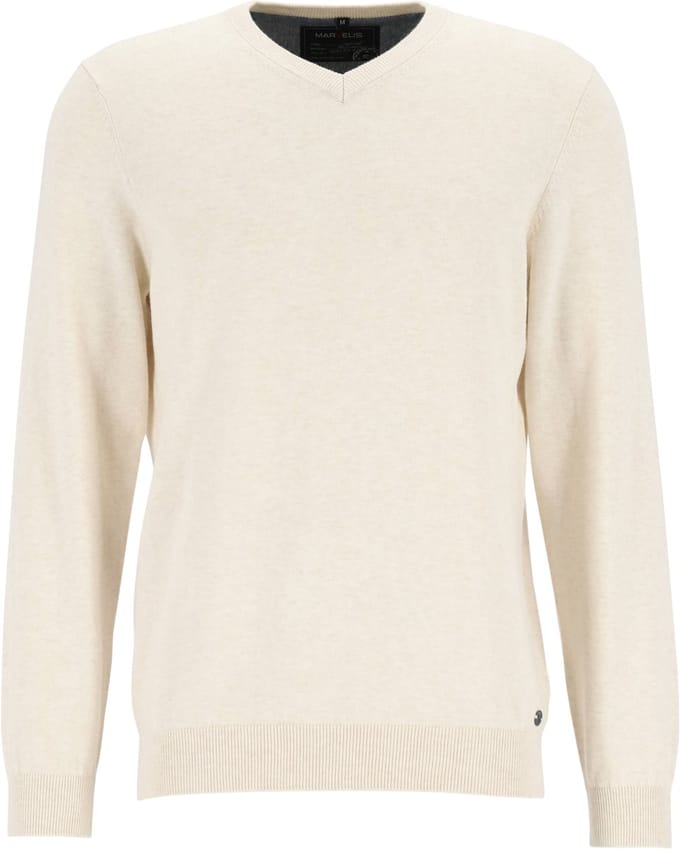 MARVELIS modern fit trui katoen - V-hals - ecru