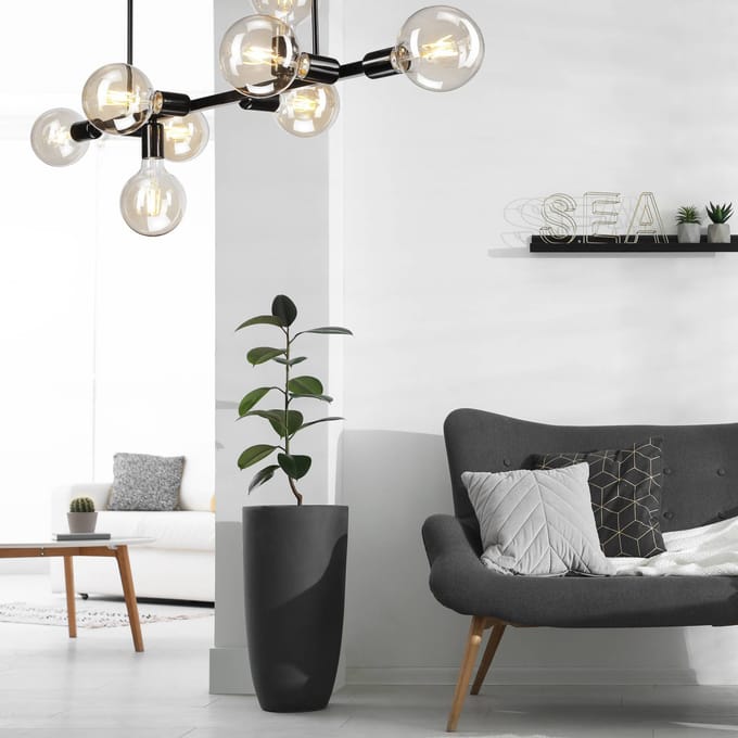 Lamkur Plafondlamp Eliza, 8-lamps, zwart