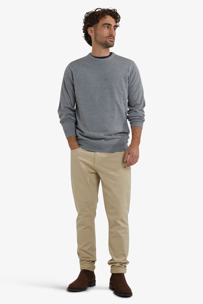 McGregor Fine Merino C-neck Sweater Medium Grey Melange Taglia: 3XL | Maglioni a maglia Outlet | Uomo | Grigio