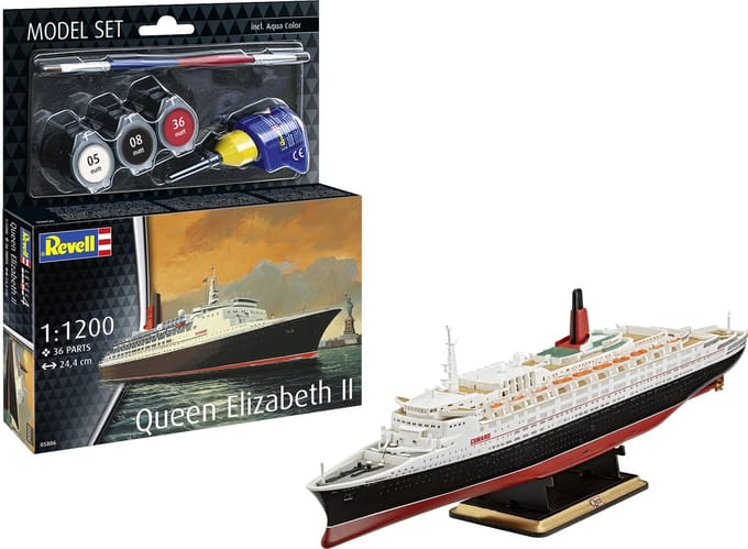 Revell Modelbouwpakket Schepen - 65806 RMS Queen Elizabeth 2 - Oceaan Passagiersschip - Model Set Plastic - 1:1200 - Modelbouw