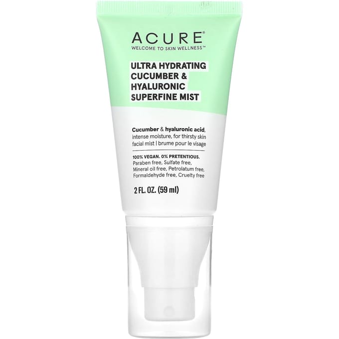 ACURE, Brume ultra-fine ultra-hydratante au concombre et à l'acide hyaluronique, 2 fl oz (59 ml) white