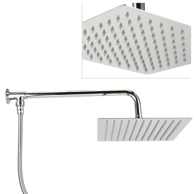 G1/2 Schroefdraad 25cm Wandmontage Douchekop Roestvrij Staal Badkamer Regenval Douche white