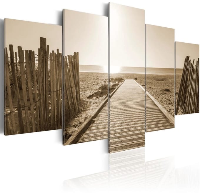 Schilderij - Herinneringen aan het strand, 5 luik