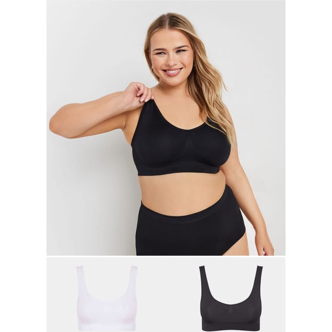 Yours 2 Pack Nietvoorgevormde Naadloze Bh's In Wit & Zwartsize 50-52