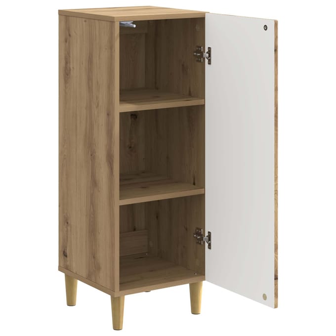 vidaXL - Dressoir - Artisanaal - eiken - 33 - x - 34,5 - x - 90 - cm - Bewerkt - hout