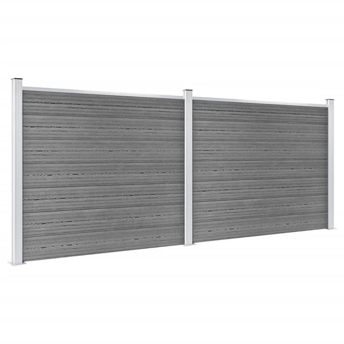 vidaXL - Schuttingpanelenset - 353x146 - cm - HKC - grijs