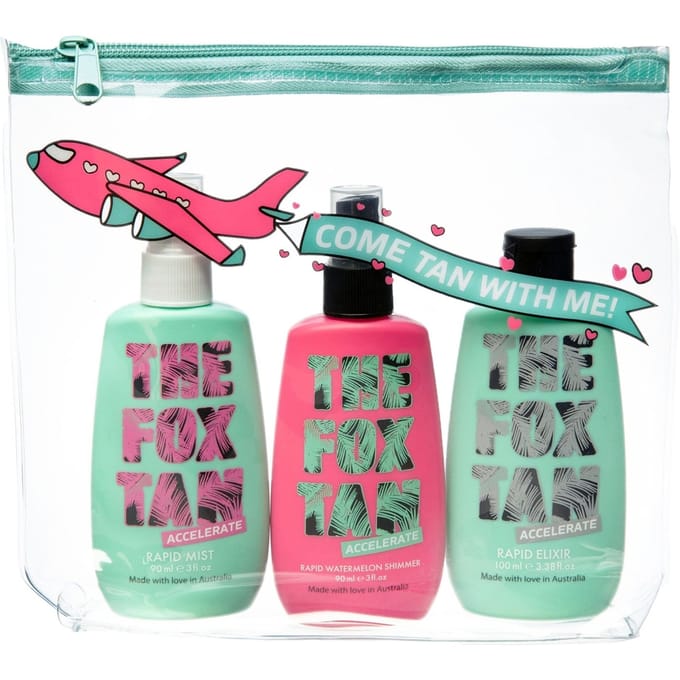 The Fox Tan Jet-Setter Trio: Rapid Elixir, Mist & Watermelon Shimmer 390 Zonnecrème