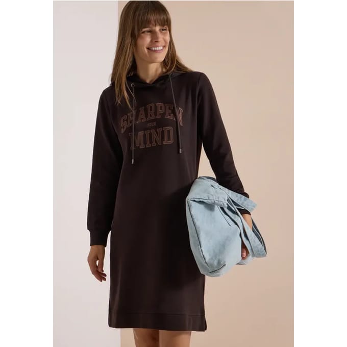 Kniehoge sweaterjurk met capuchon