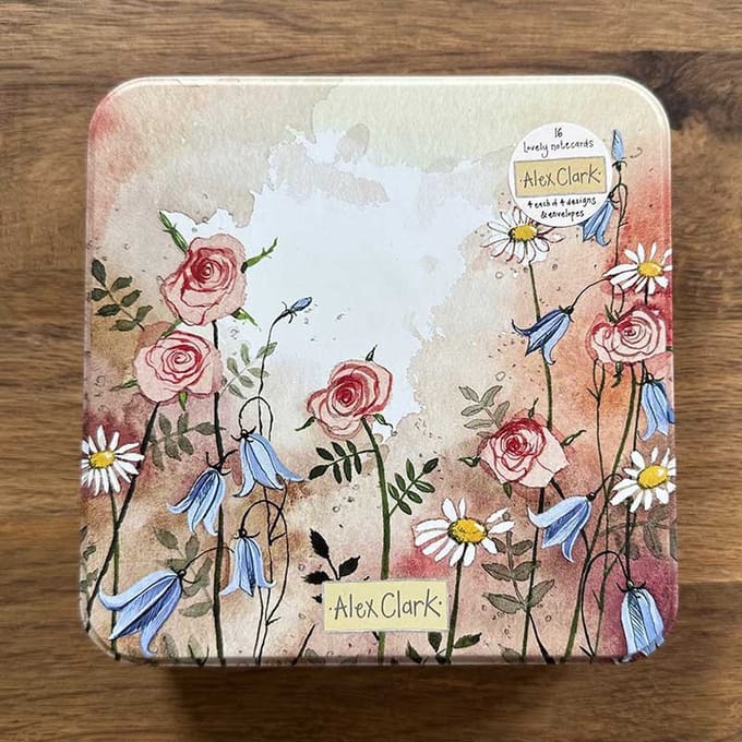 Alex Clark Floral Pinks Notecard Tin ~ Kaarten in blik afbeelding Rozen