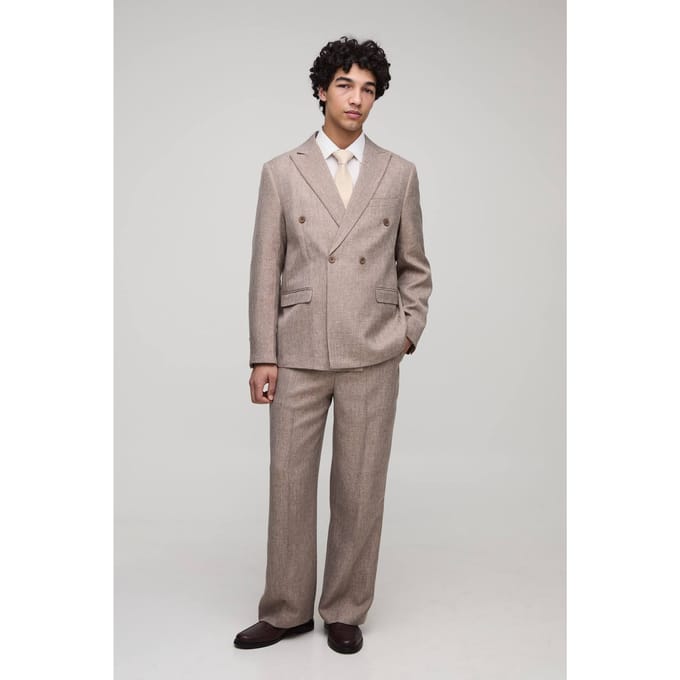 Oversized Double Breasted Suit Blazer | Brown | Size Large